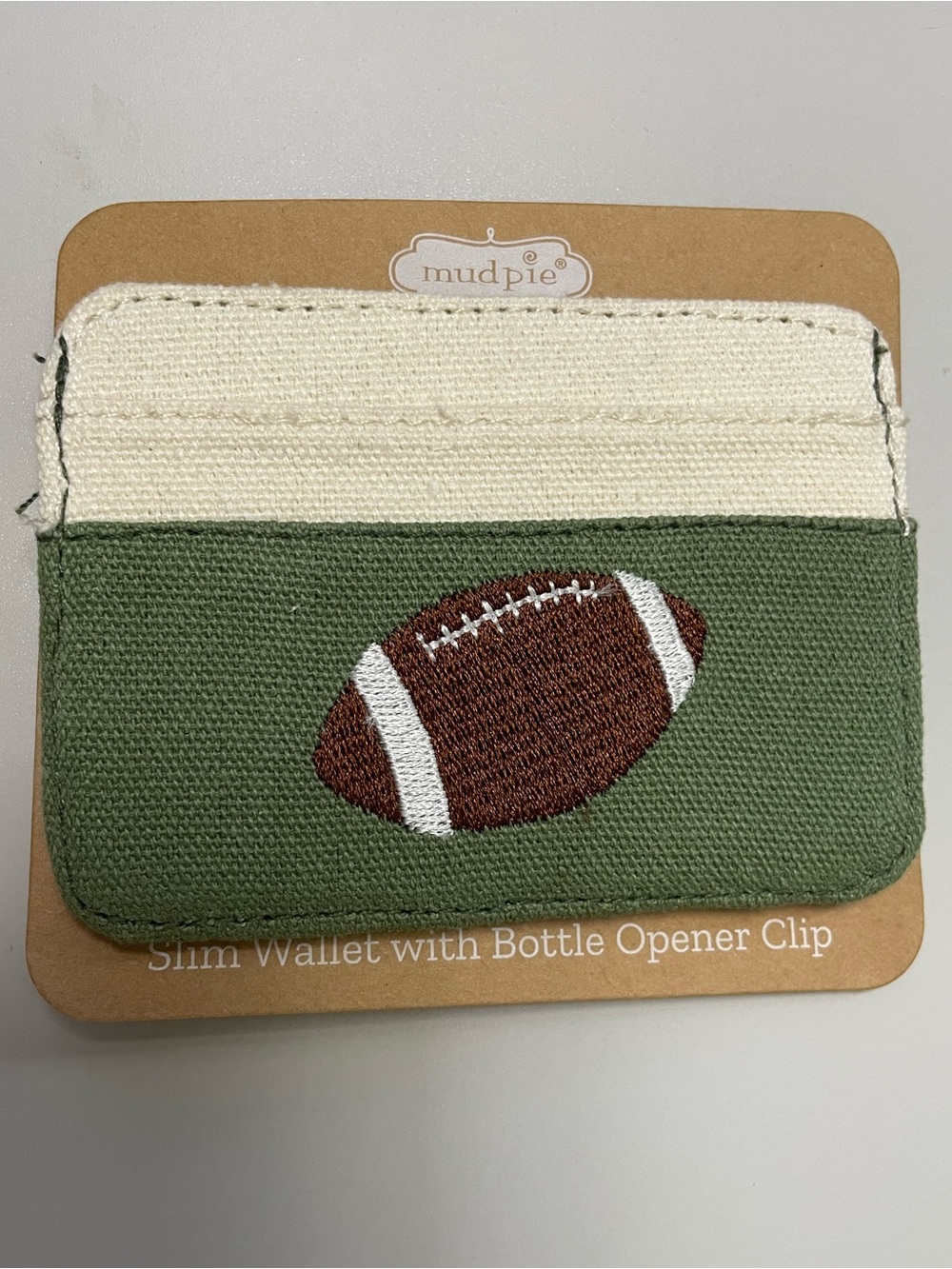 Mudpie football slim card wallet new